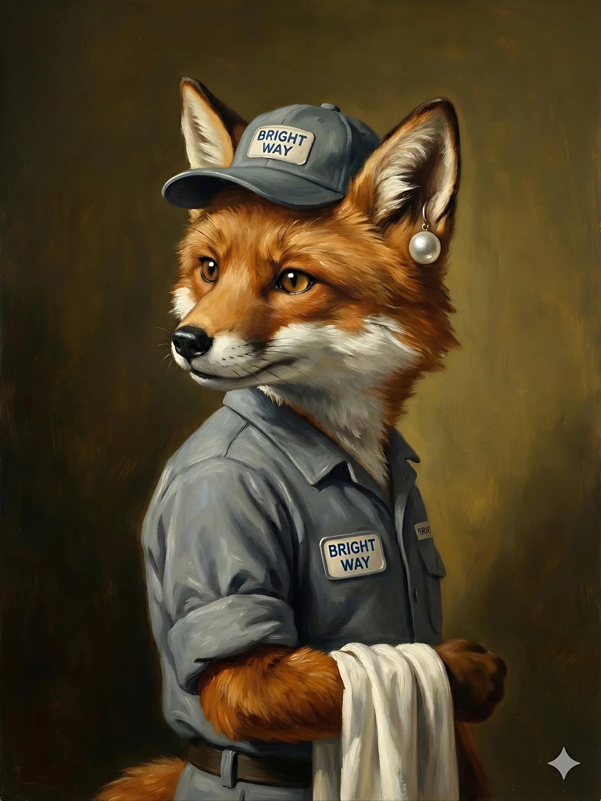 Frankie the fox with Girl with a Pearl Earring