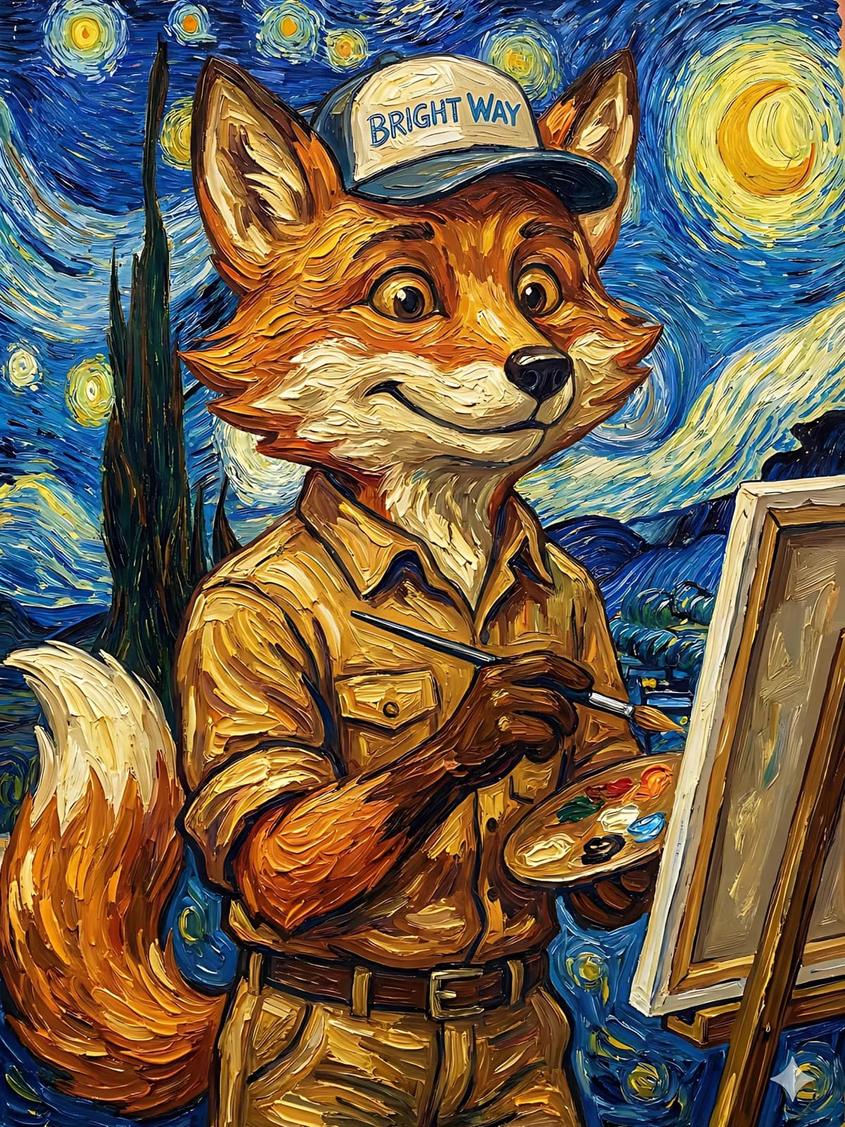 Frankie the fox with The Starry Night